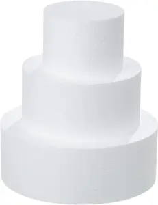 3 Tiers round Foam Cake Dummies Set 4" 6" 8" White Fake Practice Cake Dummy 9 I CRAFARE