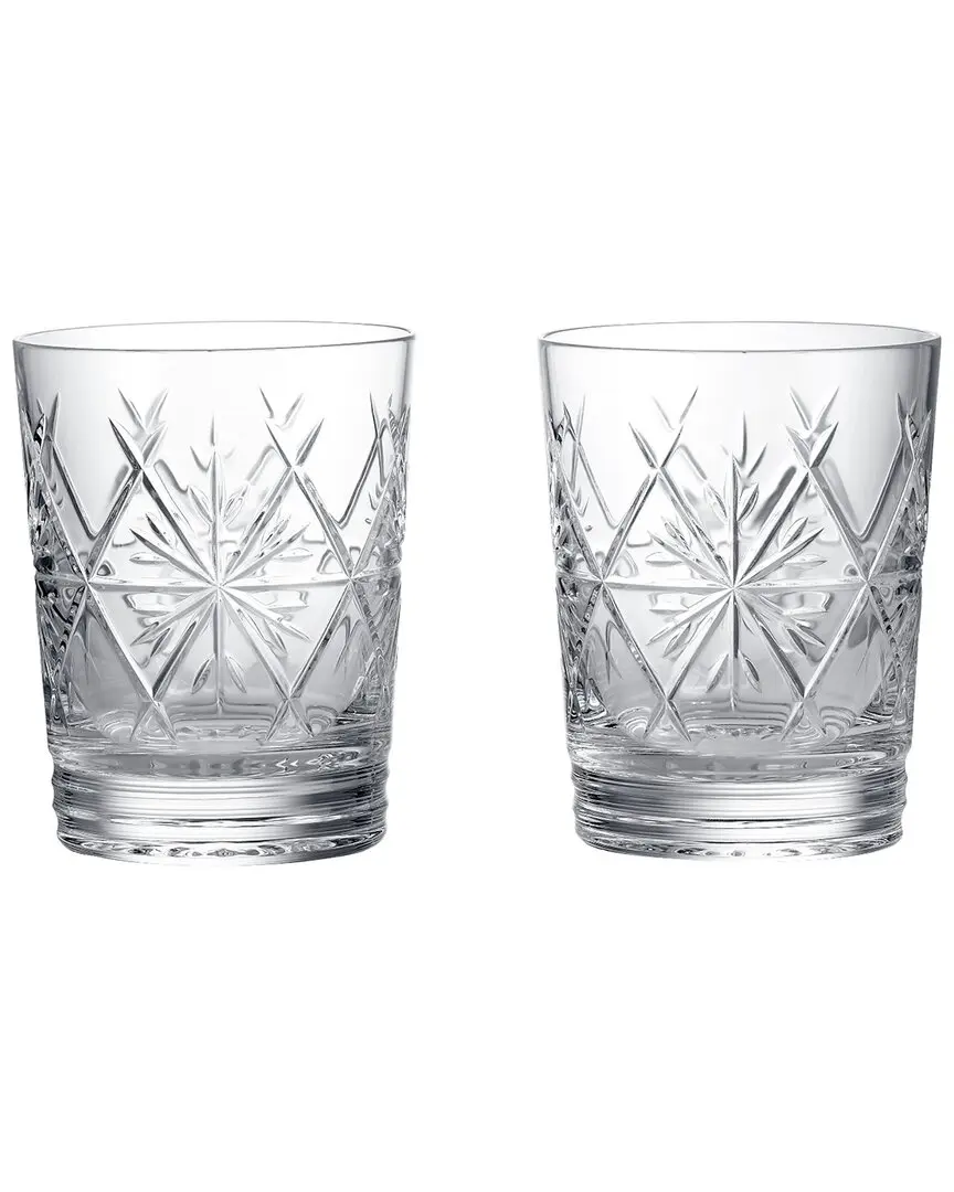 Waterford Set of 2 Winter Wonders Snowflake Double Old Fashioned Glasses
