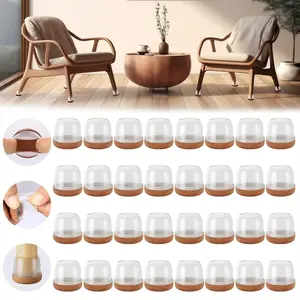 32 Pack Heavy Duty Chair Leg Protectors - Extra Thick Silicone & Felt Pads Combo for Hardwood Floors, Noise Reduction & Scratch Proof Floor Protection