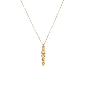 European And American Fashion Special-interest Color Zircon Star Pendant Stainless Steel Necklace