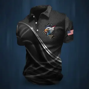 USA 250th Anniversary American Flag Polo Shirt, Patriotic 4th of July Golf Top 0UY