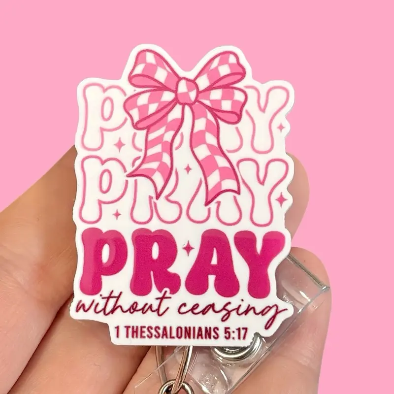 Glitter My Badge Pray badge reel for nurse and student nurse. Badge clip Badge pull - Retractable swivel clip with a 360 rotation. Great gift for coworker.
