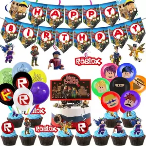 [Roblox] Roblox Toy-Themed Birthday Party Decoration Set — Banner, Cake Toppers, Balloons, & Party Favors | Create a Spectacular Celebration no roblox gift card Gold Graduation Supplies Kit