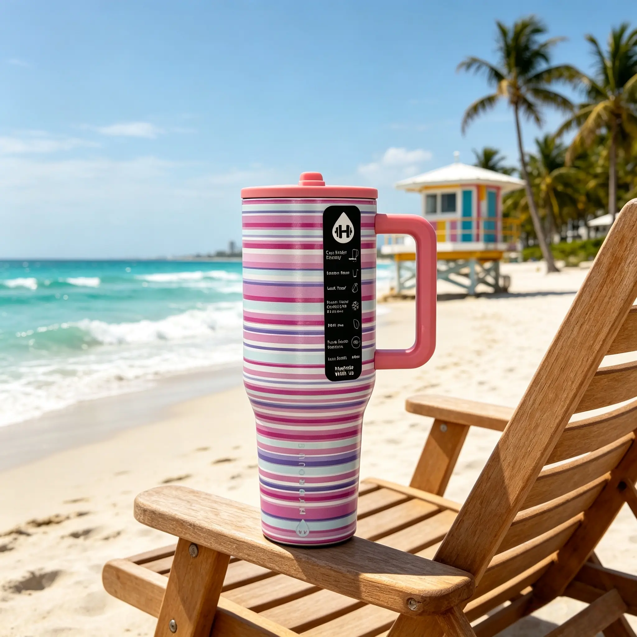 HydroJug 40oz Trendy Soft Pink Rainbow Stainless Steel Insulated Travel Mug, Leak-Proof, 24H Cold Retention, Multi-Use for Water & Coffee Drinkware Flasks Stylish Tumbler Bottled Portable Bottles