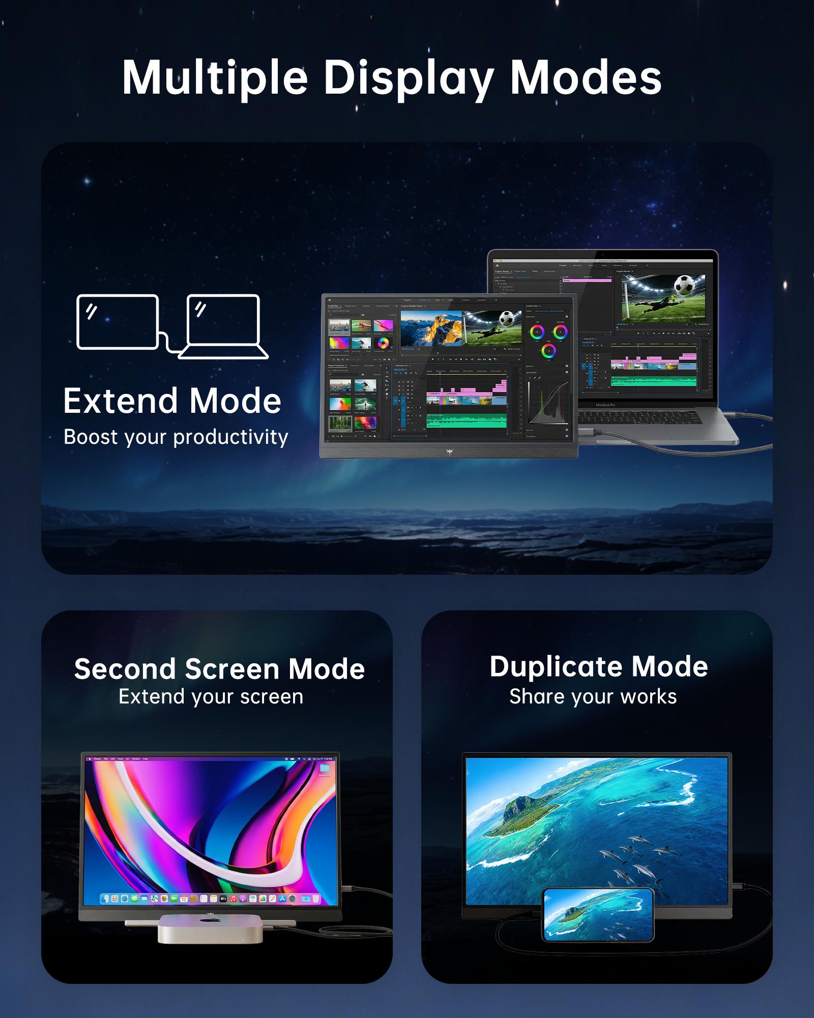 KTC Portable Monitor 15.6" FHD 1080P 60Hz Travel Monitor for Laptop, MacBook, Switch, PS5, Xbox, HDMI USB C, HDR10,VA Slim Second Screen with Built-in Speakers KTC Portable Monitor 15.6" FHD 1080P 60Hz Travel Monitor for Laptop, MacBook, Switch, PS5, Xbox, HDMI USB C, HDR10,VA Slim Second Screen with Built-in Speakers