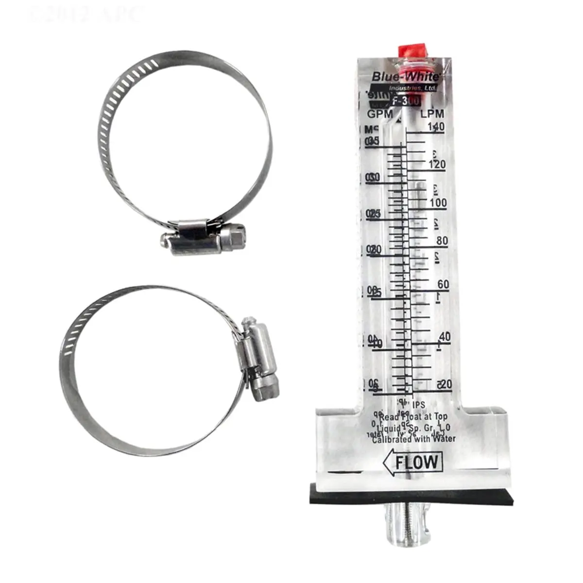 Blue-White F30100P 1 in. Horizontal Standard Flow F300 Flowmeter Scale - 5-35 GPM Sched 40, 4-26 GPM Sched 80