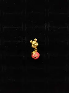 Raya(10604)gc.Golden Whispers Pendant - Winnie the Pooh & Hunny Pot Charm in Warm Gold-Tone