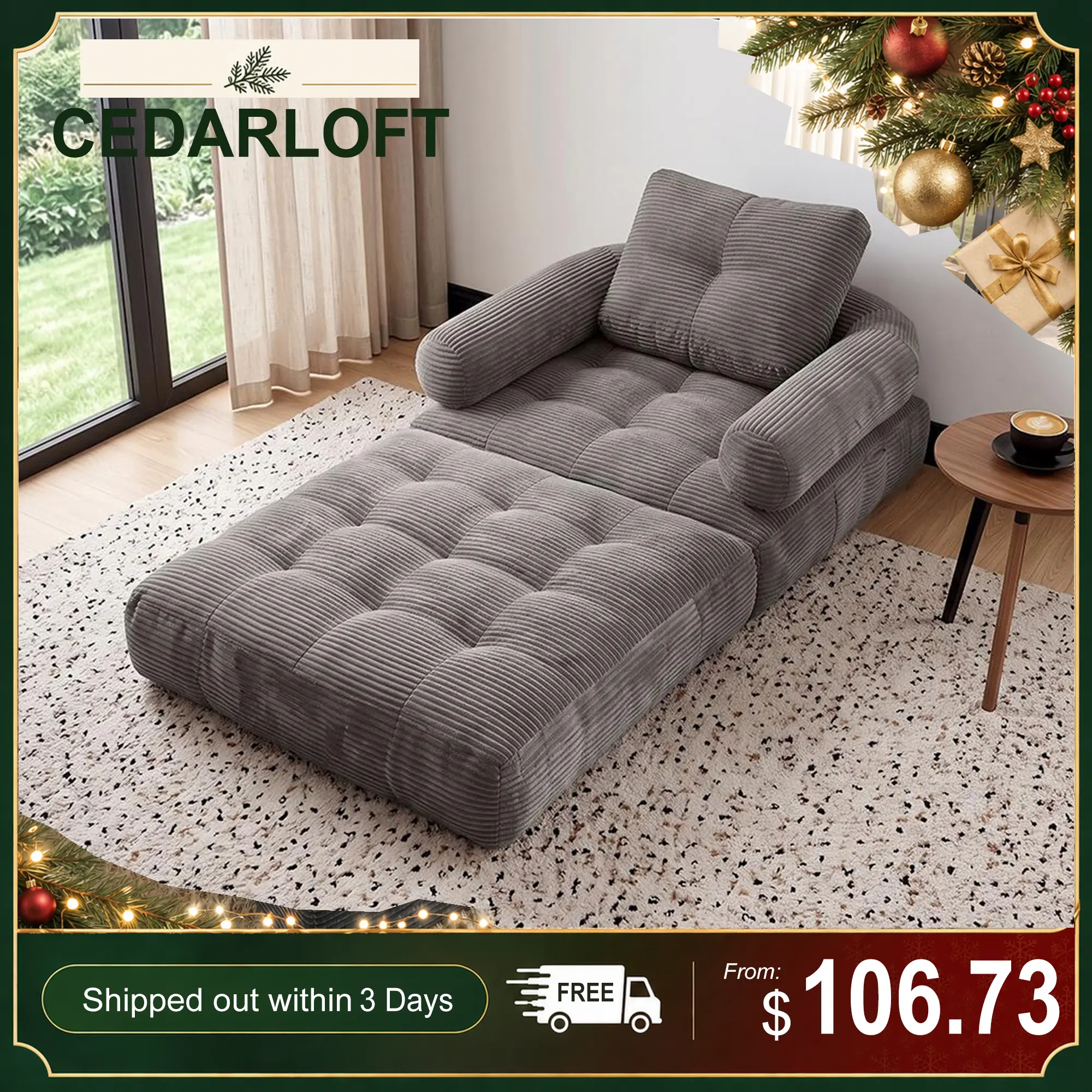 Minimalist 2-in-1 Convertible Single-Seat Cotton Sofa Bed - Foldable Floor Couch, Cushioned Seats Couch, Removable Adjustable Backrest, Boneless Extendable Lounger Chair, Indoor Furniture for Small Apartments Cushioned Sofas Convertible Couch