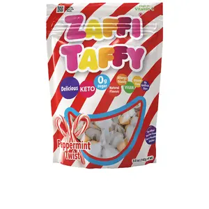Zolli Zaffi Taffy Sugar Free Peppermint Twist Taffy 5oz Bag Snack Candy - Delicious Keto, Allergy Friendly, Vegan, Gluten-Free, High in Vitamin C