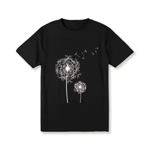 Dandelion Print Crew Neck T-Shirt, Casual Short Sleeve Top For Spring & Summer, Women's Clothing