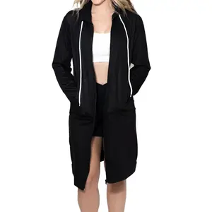 MISS POPULAR Womens Long Zipper Hoodie Casual Pockets Zip Up Tunic Sweatshirt Dress| Sizes S-2XL