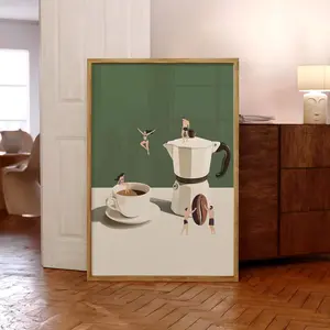 Good Morning Coffee Wall Art, Trendy Espresso Poster for Kitchen or Coffee Bar, Coffee Lover Adventure Print, 5 Size, 8x12 to 27x40 inch, Room Decor, Unframed