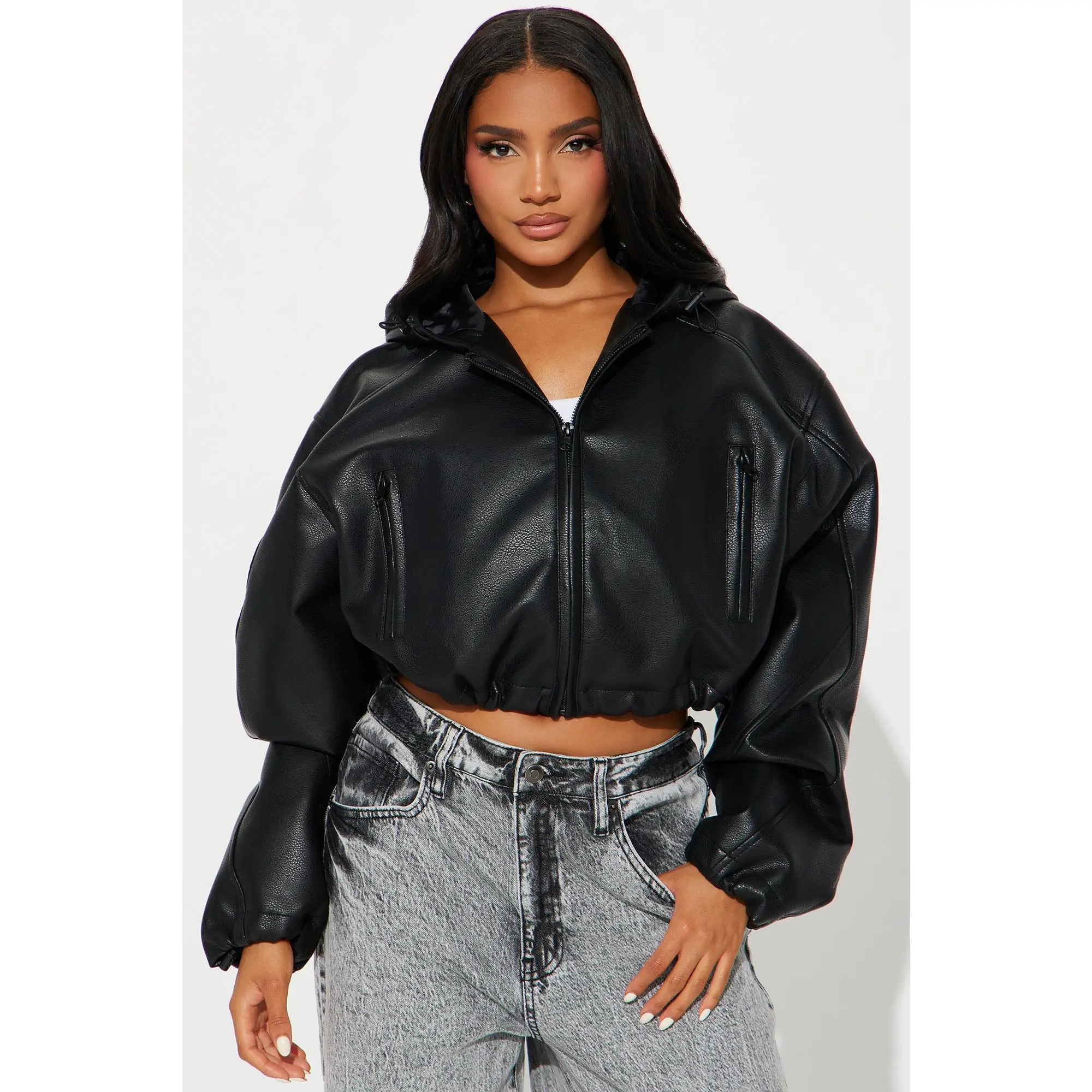 Young Mogul Faux Leather Jacket - Black
