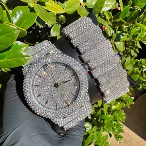 Heavy Iced Out Gold Plated Luxury Statement Watch & Moissanite Diamond Bracelet Men Women Gift Birthday