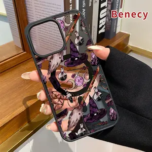 Magnetic Soft Case for iPhone 17 Pro Max 17 Air Non-Yellowing Drop Protection Transparent Acrylic Witchy Magic Icons Pattern Shockproof Silicone Cover Supports Wireless Charging
