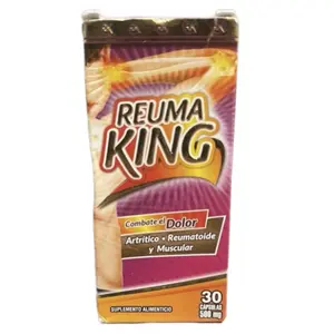 Reuma King Antioxidant Vitamin B1-B12 30 Capsules Combate El Dolor Artrico Reumatoide y Muscular 500mg Supplement