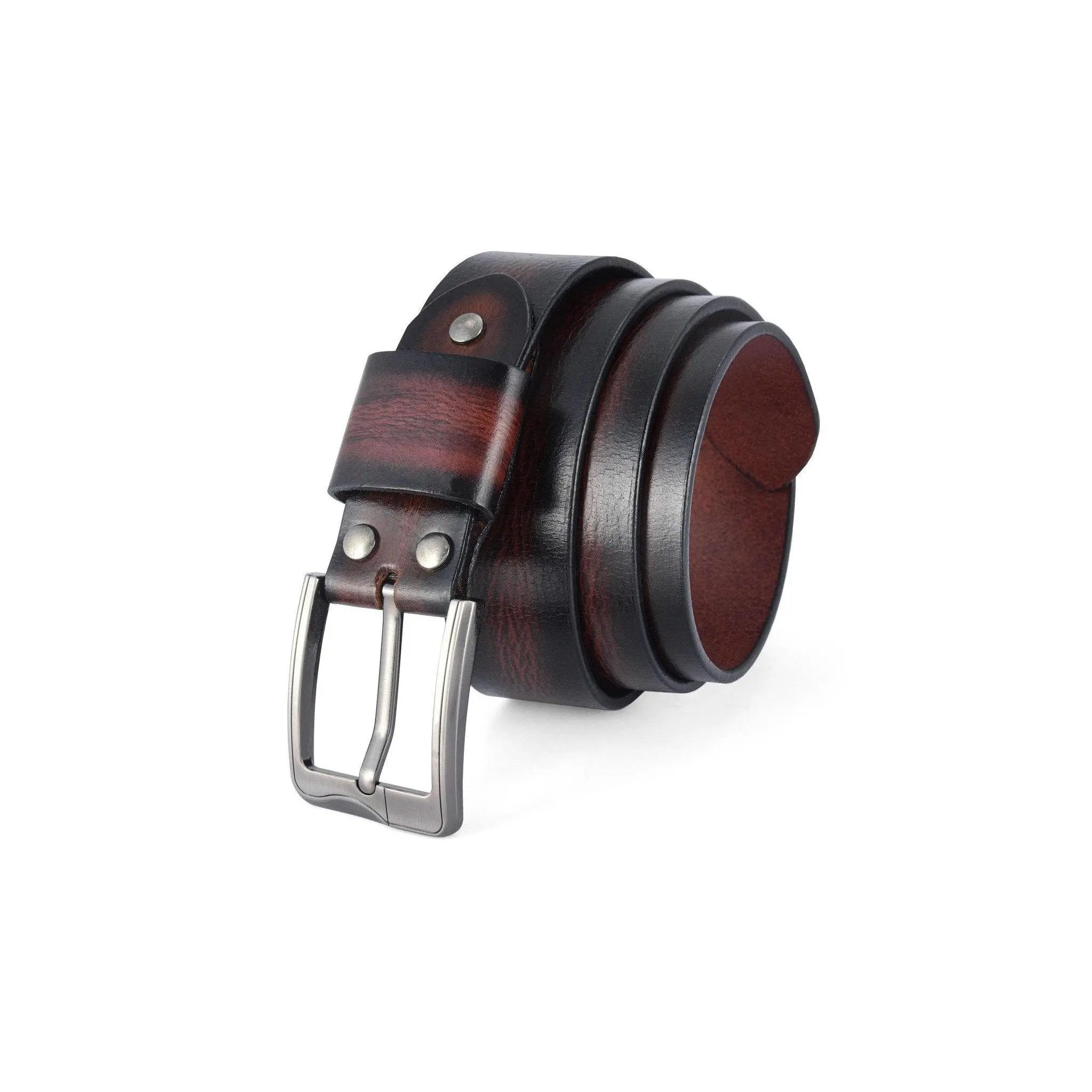 Genuine Leather Belt - Handmade Burnt Maroon Color Thick Leather Belt - Perfect Gift For Men - Free Laser Engraving Your Personalize Message
