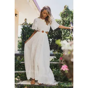 Merletto Cut Out Maxi Dress - White