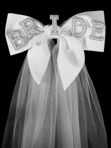 Wedding Decoration Accessories, Bride Bow Headscarf Hair Clip, Perfect for Single Party and Bridal Shower, Elegant Accessory, Valentine's Day Hair Decor