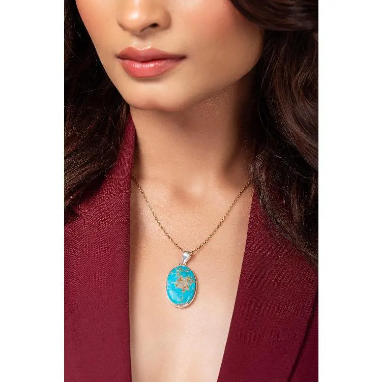 Natural Turquoise Pendant – Sterling Silver Turquoise Jewelry for her