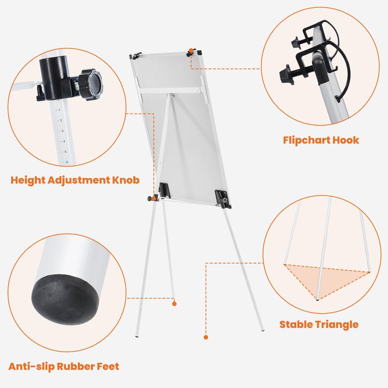 Whiteboard Easel 40 x 28 Inches, Magnetic White Board Dry Erase, Porbable Boards Height Adjustable, Dry Erase Board with Stand for School, Office and Home, Silver Aluminium Frame