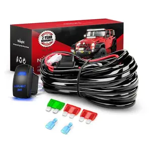Nilight 12AWG Wire Harness Kit 1 Lead W/ 12V 5Pin Switch | 3 Fuses | 2 Spade Connectors