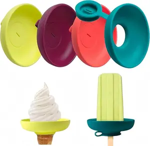 4-Piece Silicone Ice Cream Holder Set: Summer Popsicle Stand with Leak-Proof Cone Support, Drip Guard | Portable Ice Pop Mold Tray + Carrying Case – Dishwasher Safe for On-the-Go Snacks