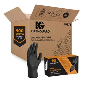 Kleenguard 412-49278 Black Fully Textured Nitrile Gloves, Extra Large - 90 count