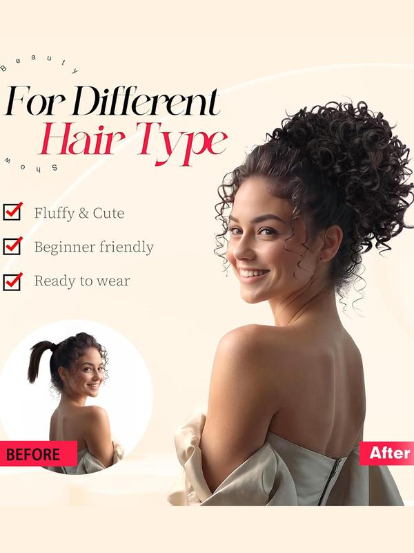 Natural Messy Bun Hair for Women, Synthetic Loose Wave Bun Hair is Ponytail Extension with Elastic Drawstring,  Gorgeous Bun Perfect for Beginners Daily Wear &Party Use. Synthetic Curly Hair (8 Inch)