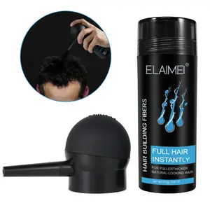 ELAIMEI Hair Fiber Kit, 27.5g hair fiber powder, Hair thickening powder + 1 spray head, 4 colors: black, dark brown, medium brown, hair fiber, create the appearance of thick hair in one minute, Hair Styling Powder