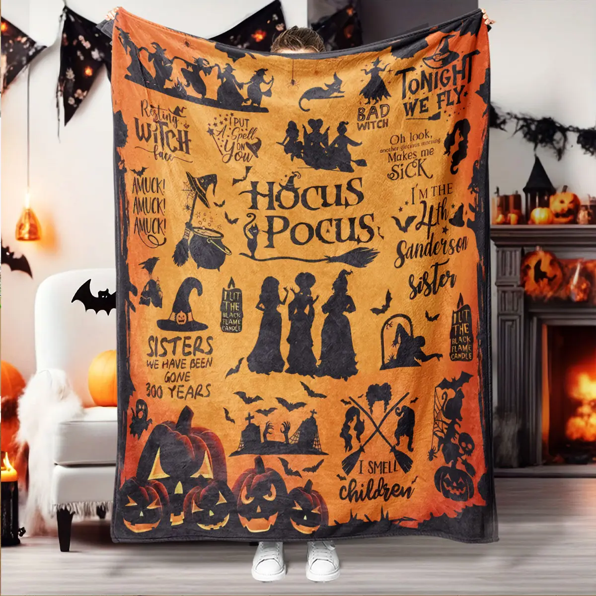 Halloween Themed Blanket, 1 Count Soft Warm Nap Throw Blanket, Halloween Decor Air-conditioned Room Blanket for Home Office Travel Camping Dormitory