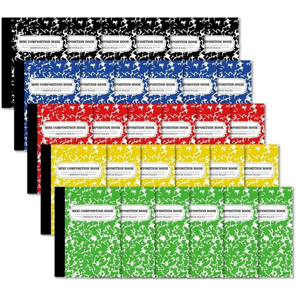 Composition Notebook, Mini Sized 30 Pack 5 Colors Narrow Ruled Mini Composition Books Bulk, Small Pocket Marble Cute Journal Notebooks for Kids School Home Office, Pocket Sized 4.5 x 3.25 in