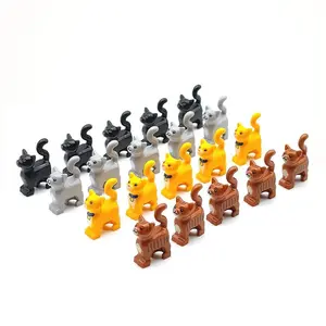 5pcs Cat Animal Building Blocks MOC City Model Creative DIY Home Decoration Pet Toys Kids Educational Toys