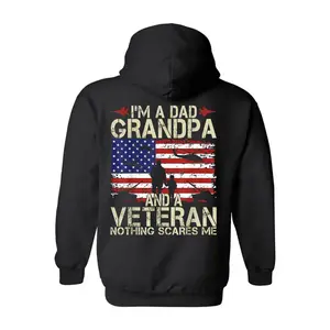 I’m a Dad Grandpa and a Veteran Hoodie, Patriotic US Flag Military Family Hoodie, Proud Army Grandpa Gift Sweatshirt, American Veteran Pride Apparel, Trendy Christmas Gift for Veterans Dad Papa Grandpa