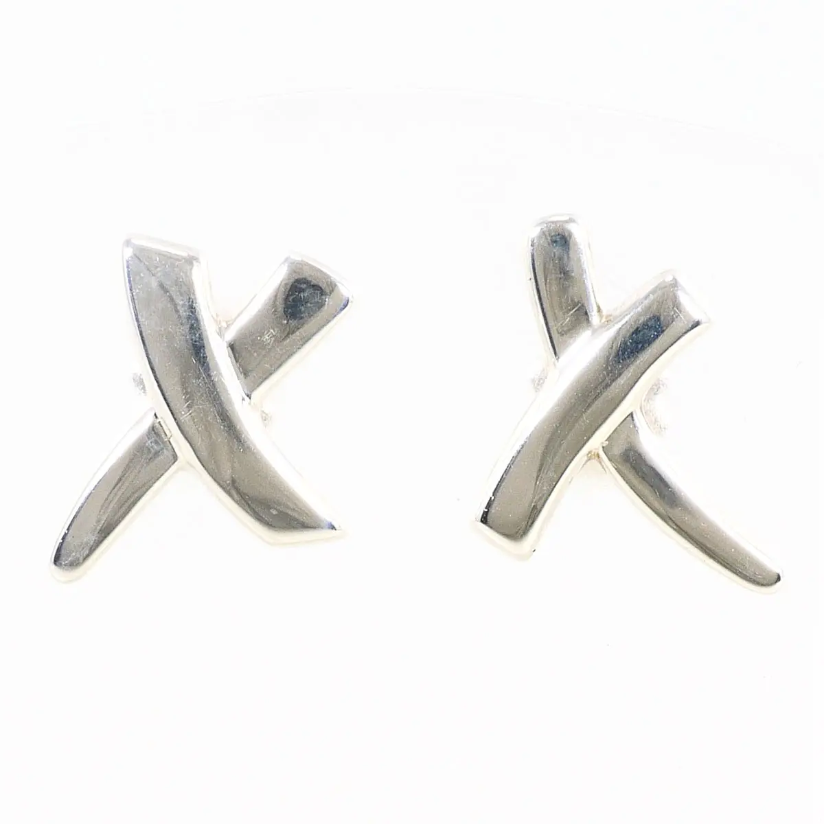 Pre-owned Tiffany & Co. Sterling Silver 925 (Ag925) Small Leather Goods Tiffany&Co. Kiss Silver Earrings