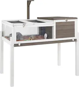 Tortoise Habitat Turtle Enclosure with Detachable Legs, Wooden Indoor Reptile Cage for Small Animals with Leakproof Tray