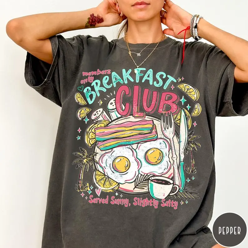 Breakfast Club Comfort Colors T-Shirt, Funny Unisex Breakfast Tee, Brunch Shirt, Food Lover Gift, Pancakes Eggs Shirt, Funny Graphic Tee