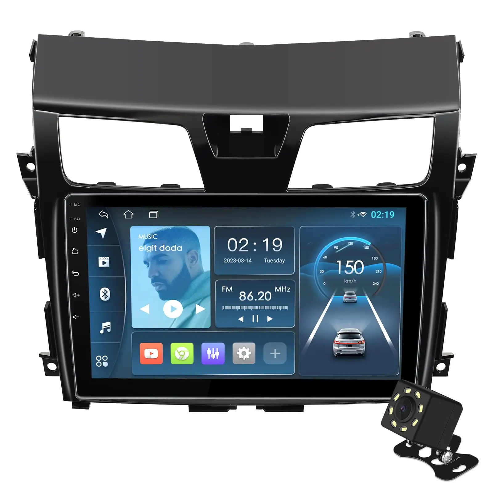 10.1" Screen Android 13 4-Core 2+64G Car Radio for Nissan Altima 2013-2015, Wired CarPlay, Android Auto, Backup Camera, GPS Navigation, WiFi, Bluetooth 5.4, Steering Wheel Control, Touch Function, 2.5D Glass Mirror