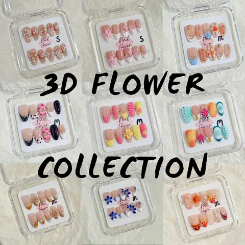 NailHaven | 3D flowers collection| short medium long nails | cute nails | acrylic press-on| fake nails |Handmade | high quality Press on nails 10 pcs|reusable nails|nail art|nailcharm|handmade pressons|uña sacri lic as