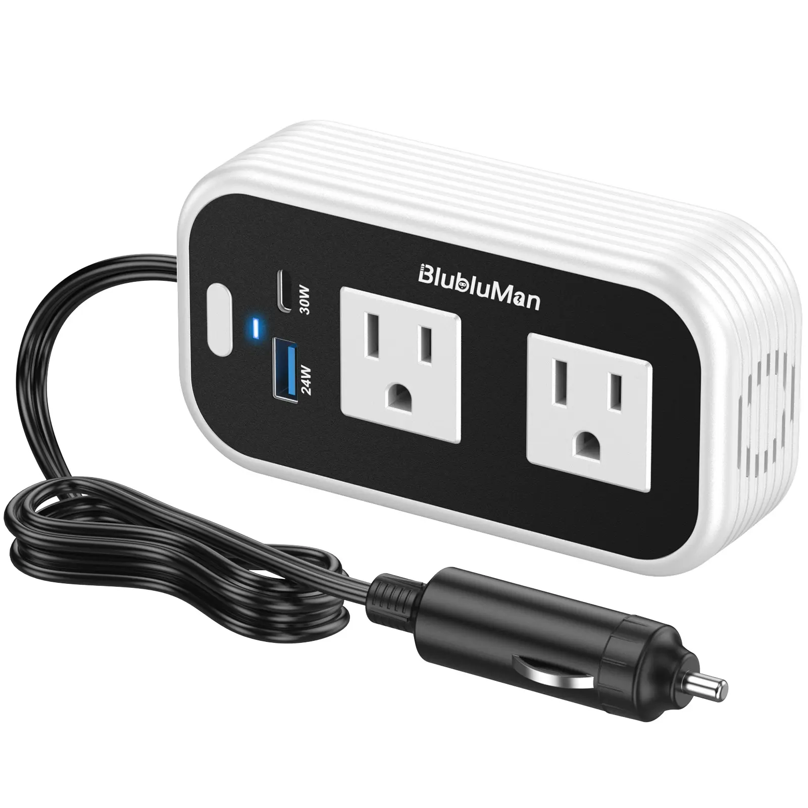 200w Car Power Inverter Dc 12V to Ac 110v, 2 Outlets, PD 30w & Qc 3.0 USB Fast Charging Solution, Ideal for Laptops, iPhone, iPad, Fans, Car Plug Adapter, Vehicle Adapter, Phone Charging Converter