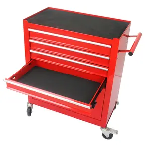 4 DRAWERS MULTIFUNCTIONAL RED TOOL CART WITH WHEELS