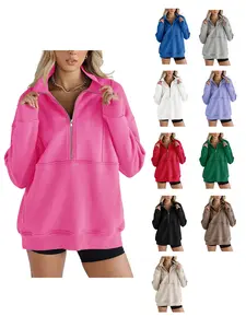 FISOEW Women's Half Zip Sweatshirts Fleece Stand Collar Long Sleeve Thumb Hole Oversized Pullovers with Pockets Tops Hoodie denimtearhoodie ziphoodies zip hoodie hoodies women parke mockneck sweatshirt essential hoodies sweatshirts