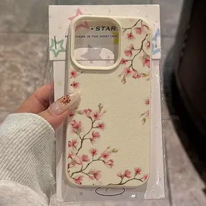 The Pink Cherry Blossom Design Is Suitable for iphone 17 pro max case 16 iphone 15 pro max case 14, iphone 13 cases, 12, 11 Shockproof Protetive Cover screen protector Business Anti-Drop Cover High Aesthetics for Both Men And Women Gift.