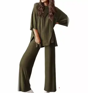 Everyday Ease Co-ord Short Sleeve Pullover & Wide-Leg Pants by MinaUS