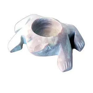The House of Awareness Stone Frog Tea Light Holder Hand Cast Polished Weathered Look Eco Friendly Votive Tealight Holder for Indoor Outdoor Use - Decor Set Ornaments