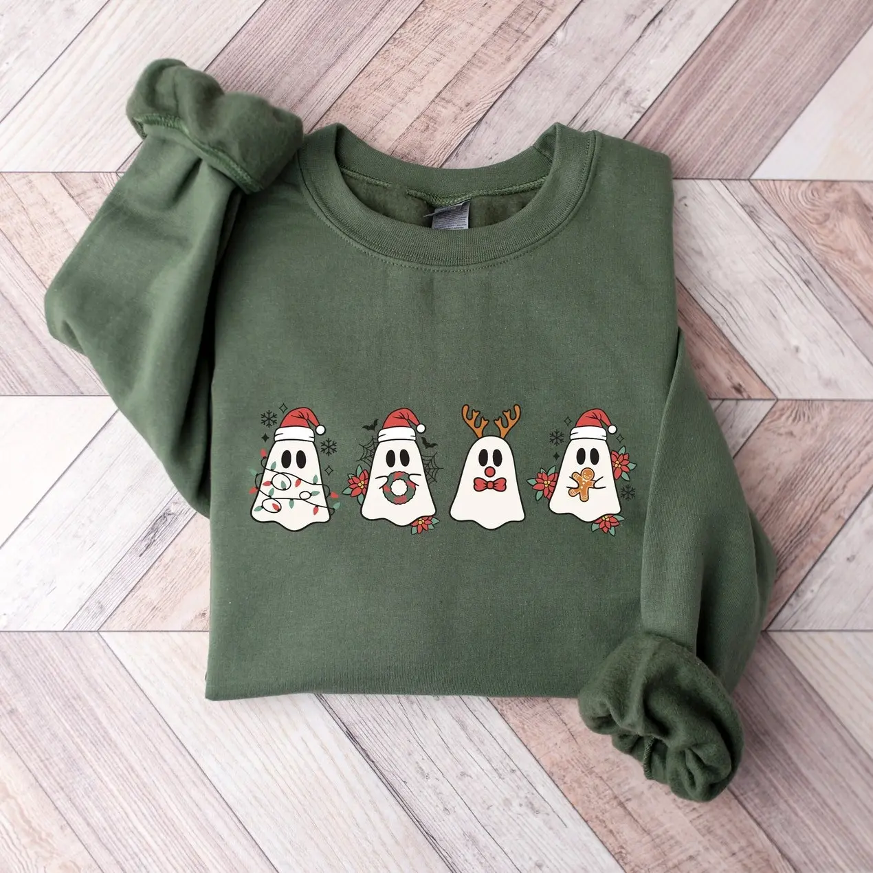 Christmas Ghost Sweatshirt, Spooky Christmas Sweatshirt, Christmas Vibes, Christmas Gifts, Cute Xmas Ghost Sweater, Ghost Santa Shirt