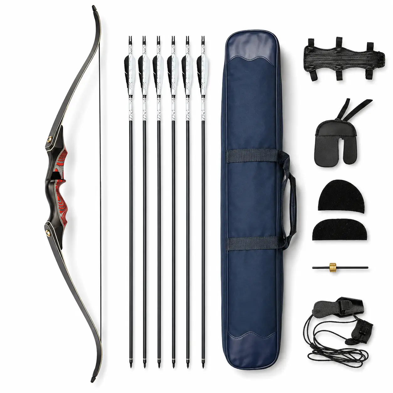 PMZ Archery 60'' Takedown Recurve Bow Kit Archery Equipment  Shooting Practice Outdoor Hunting Bow and Arrow