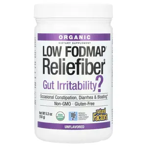 Natural Factors Organic Low Fodmap† Reliefiber®, Unflavored, 5.3 oz (150 g)