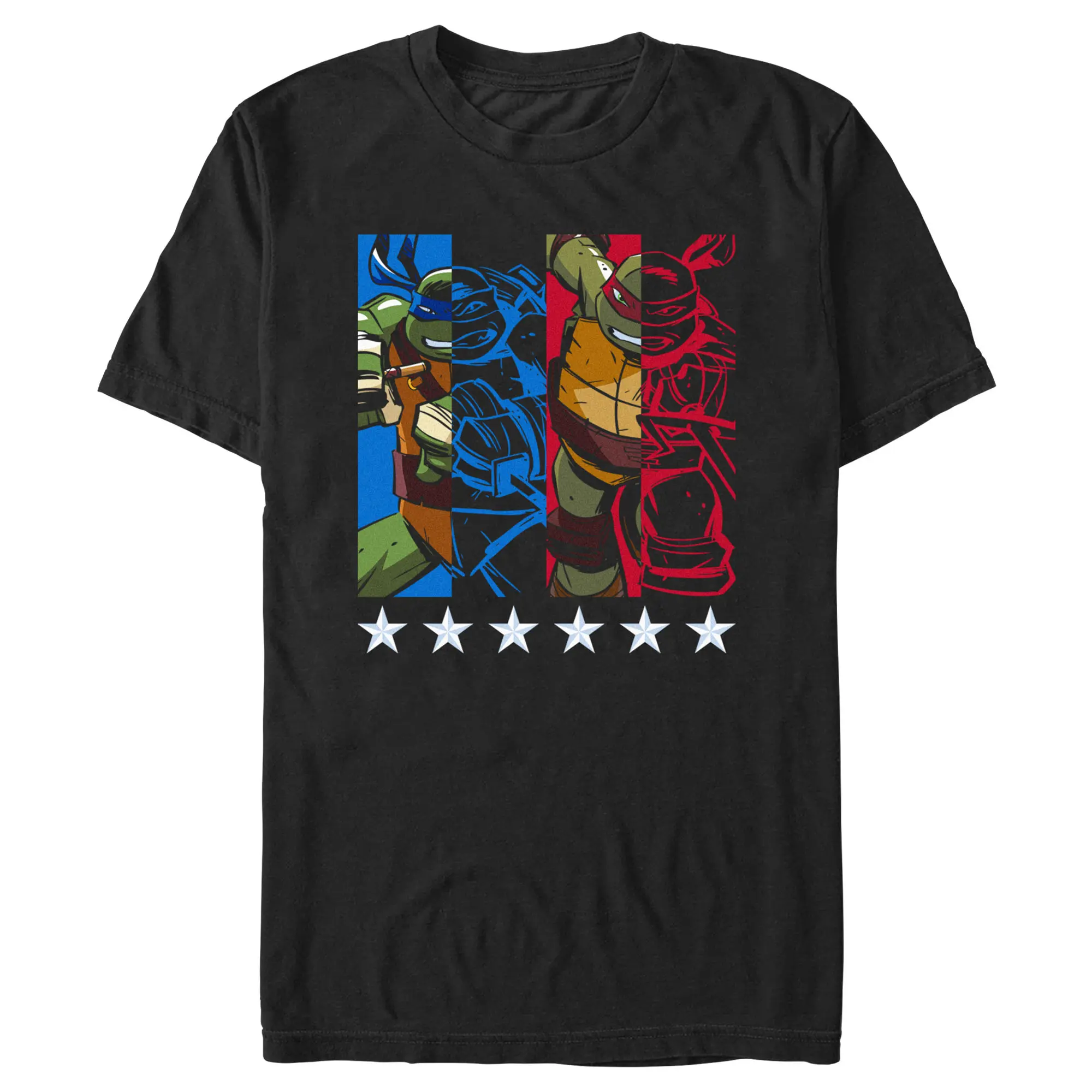 Men's Teenage Mutant Ninja Turtles Leonardo and Raphael Half Faces T-Shirt