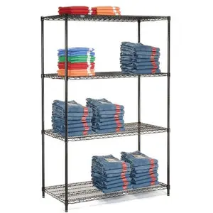Global Industries 711064 Nexel Black Epoxy Steel Wire Shelving Racks, 54x14x63in Adjustable Heavy-Duty, Freestanding Tower, High Tensile Strength Shelving & Storage